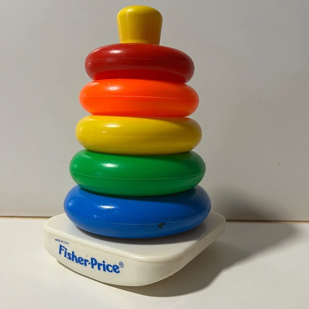 Vintage Fisher Price Rock A Stack Ring Stack Game 80's Complete Clean‎